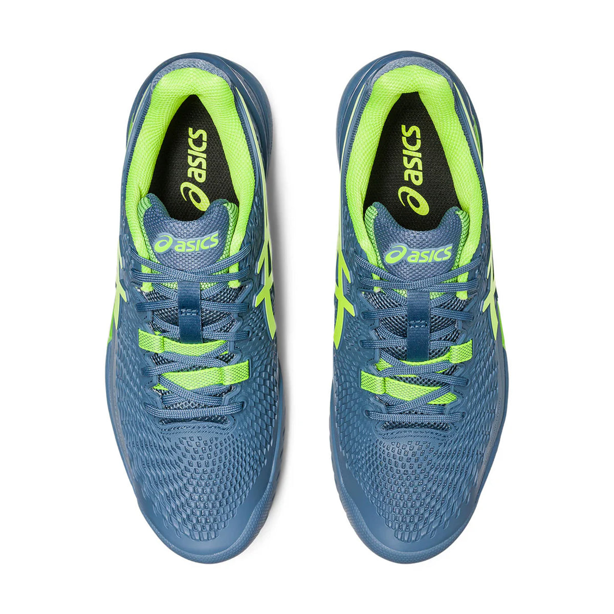 Asics Gel Resolution 9 Court Shoes (Steel Blue/Hazard Green)