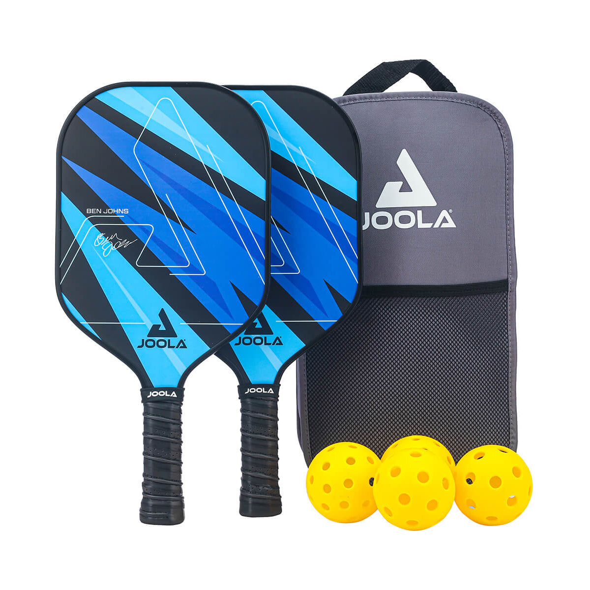 JOOLA Ben Johns Blue Lightning Pickleball Paddle Set (2 Paddles, 4 Balls & Bagpack)